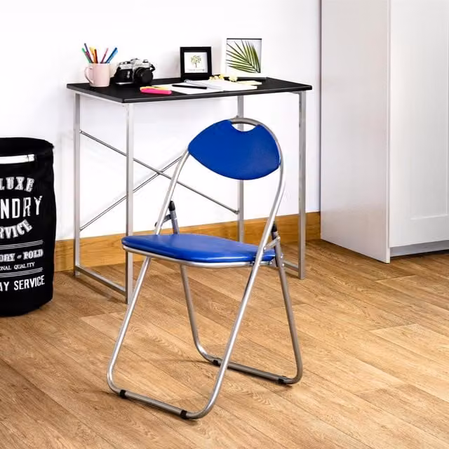 Harbour Housewares Pack of 6 Padded Folding Metal Chairs in Blue