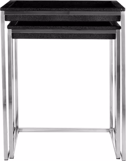 Orsina Pacific Nest of 2 Faux Skin Tables in Black and Silver
