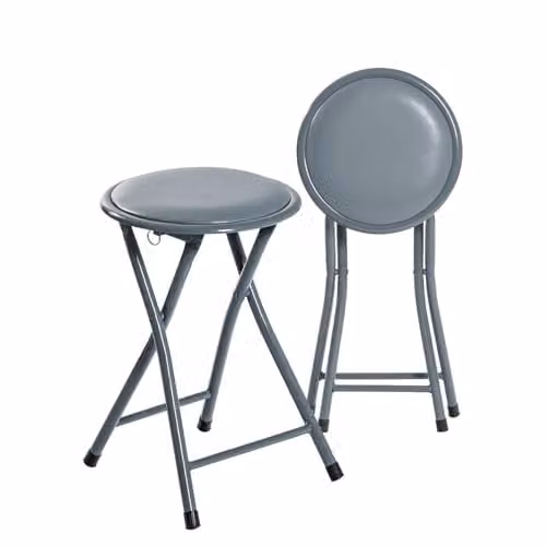 Harbour Housewares Grey Padded Folding Stools, Pack of 4