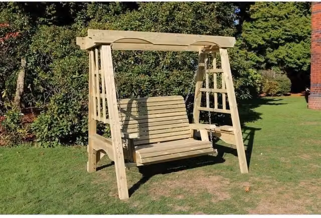 Churnet Valley Garden Furniture Ltd The Cottage Swinging Seat Hammock for 2 in Brown