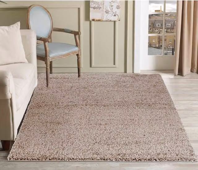 Desire Rugs Plain Fluffy Shaggy Area Rug, Beige/Bronze, W: 160 cm, L: 230 cm