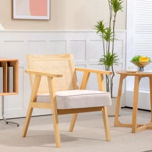 Chilli Seating Rustic Rattan Accent Chair in Beige