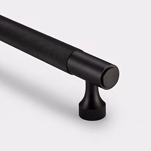 Pushka Home Solid Brass Knurled Bar Handles in Matt Black Finish