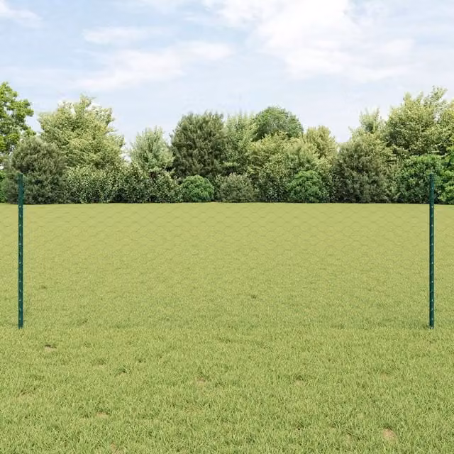 Berkfield Home 11-Piece Green Steel U-Channel Fence Posts, Height: 80 cm