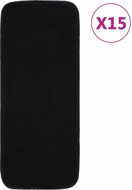 Berkfield Home Anti Slip Stair Mats, 15 Pack, Black Rectangular, W: 60 cm, D: 25 cm