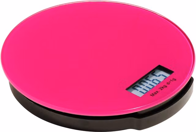 Orsina Electronic Glass Kitchen Scale with Digital Display, 2kg Capacity, Blue and Pink