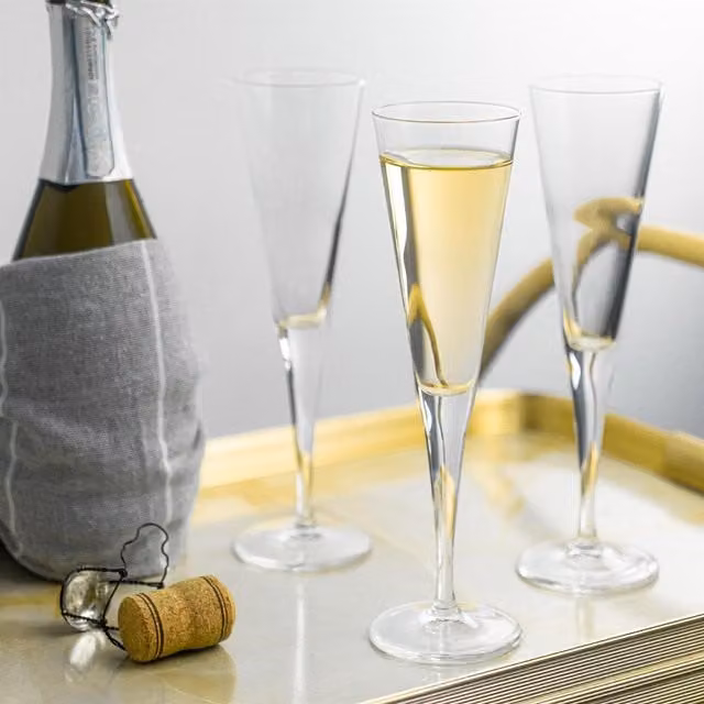 Bormioli Rocco Ypsilon Champagne Flutes, Transparent, 160 ml, Set of 12