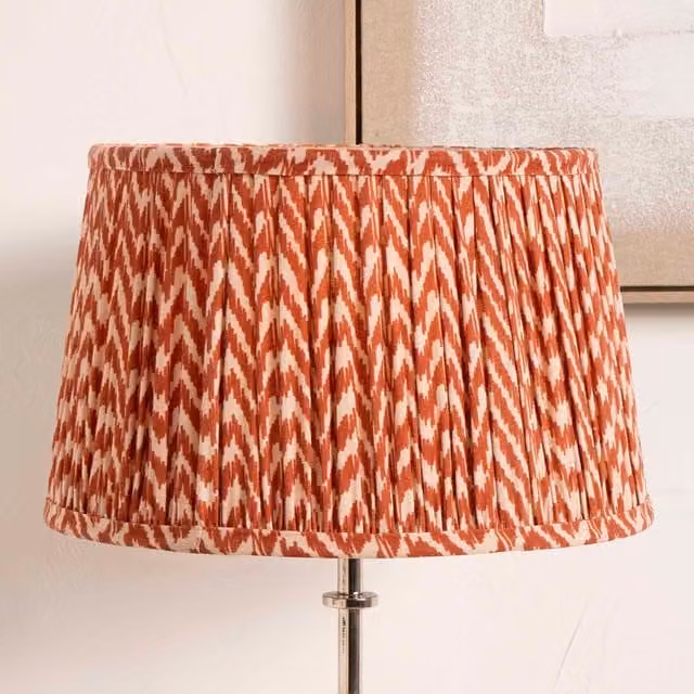 Ruma Red Chevron Tapered Pleat Fabric Lampshade for Table Lamps, Diameter: 45.72 cm