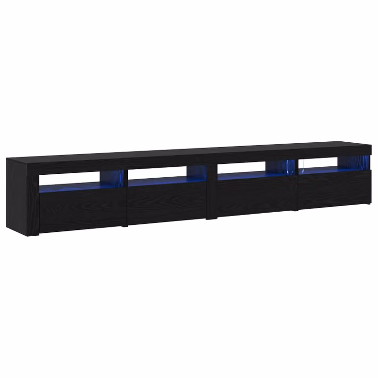 Berkfield Home 3 Piece Modern TV Cabinet Set with Integrated LED Lighting in Black Oak Matt Engineered Wood