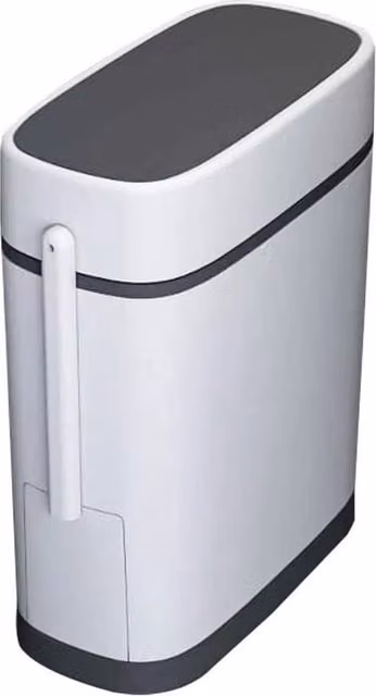 Kelvenix Slim Freestanding White Plastic Bathroom Trash Can with Hidden Toilet Brush Set and Removable Inner Bucket