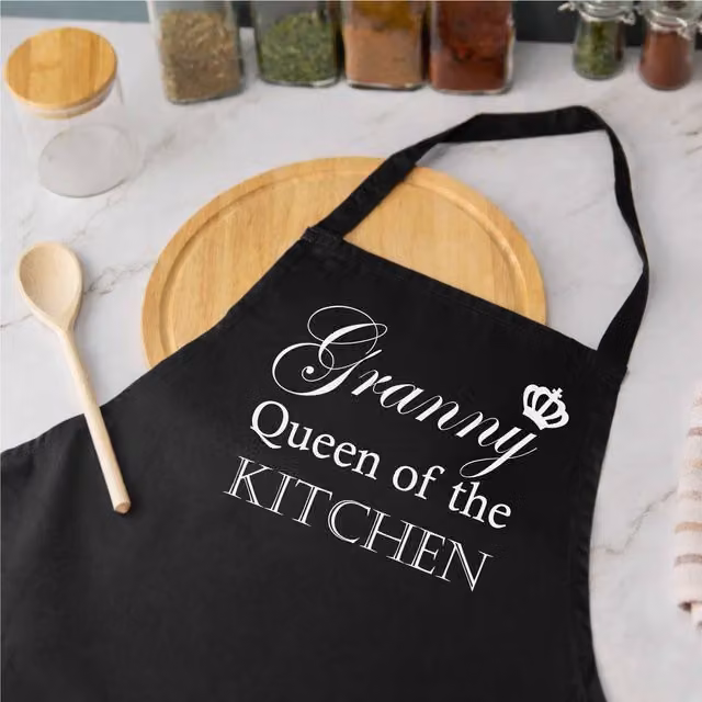 60 Second Makeover Granny Queen Of The Kitchen Black Apron for Women