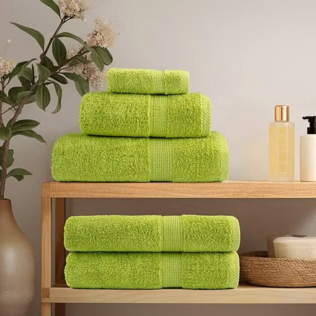Berkfield Home SOLUND Premium Cotton Terry Towels, 4 Piece Set, Apple Green, W: 100 cm, L: 200 cm, 600 gsm