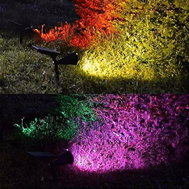 EnerJ Smart Pack of 2 Black LED Solar Spike Garden Spotlights with Dusk Sensor and IP65 Waterproof Rating