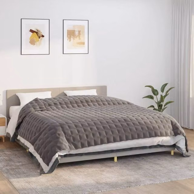 Berkfield Home Grey Weighted Blanket with Glass Beads, W: 235 cm, D: 290 cm, Weight: 13 kg