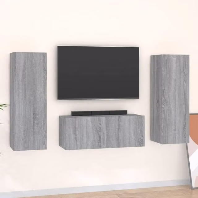 Berkfield Home 3 Piece Grey Matt TV Cabinet Set