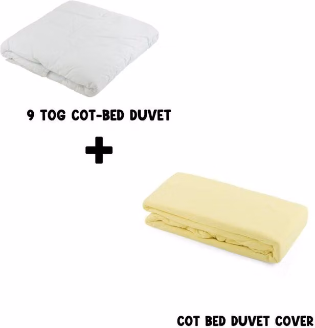 Junior Joy Baby 9 TOG Cot Bed Duvet and Cotton Cover Set, Yellow, W: 120 cm x L: 150 cm