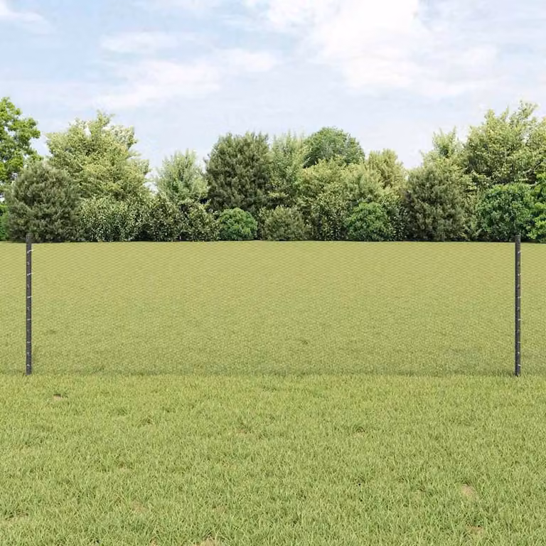 Berkfield Home Steel U-Channel Fence Posts, 11 Piece Set in Green and Grey, Height: 40 cm