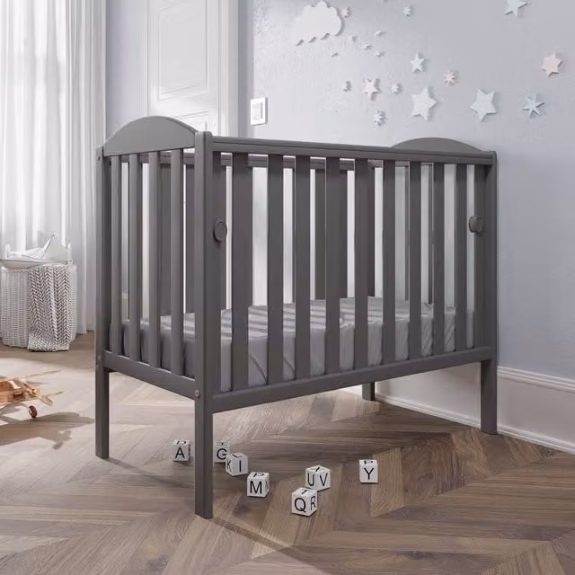 Viculii Modern Space Saver Cot with Drop Side in Grey