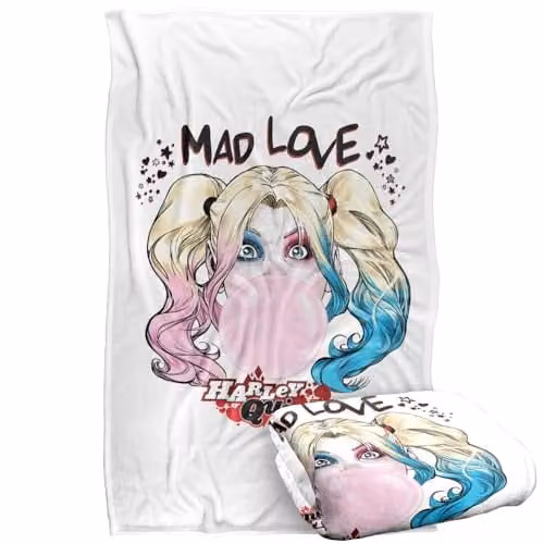 LOGOVISION Kids Batman and Harley Quinn Silky Touch Super Soft Fleece Throw Blanket, Multicolour, W: 91.44 cm, L: 147 cm