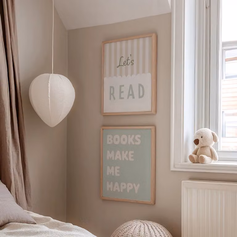 Autumns Corner Books Make Me Happy Typography Paper Poster, Olive Green, A2