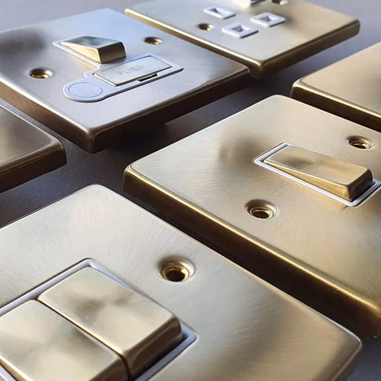 SE Home Satin Brushed Brass Master Telephone Twin Socket in Gold