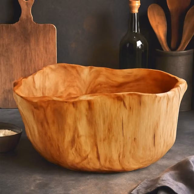 Orsina Natural Cedarwood Kora Large Brown Serving Bowl