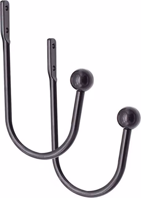 PAWNORA 2 Pack Black U Shape Metal Alloy Curtain Tie Back Hooks