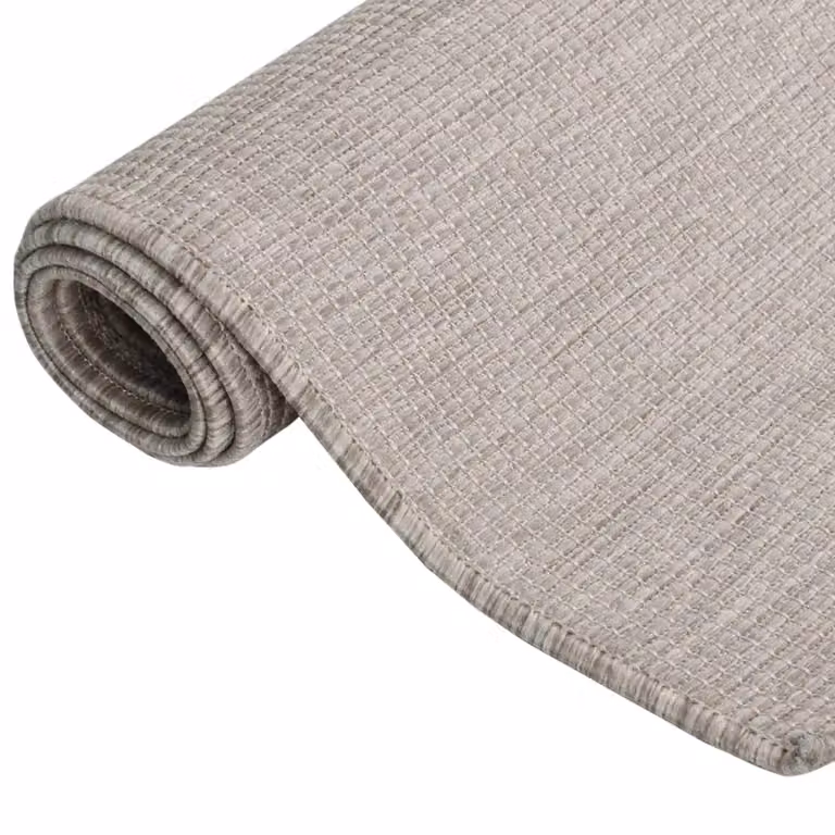 Berkfield Home Outdoor Flatweave Round Rug in Beige, W: 80 cm, D: 80 cm