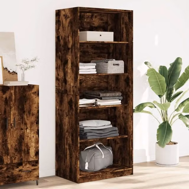 Berkfield Home Smoked Oak Wardrobe in Brown, W/D/H: 80 x 50 x 200 cm