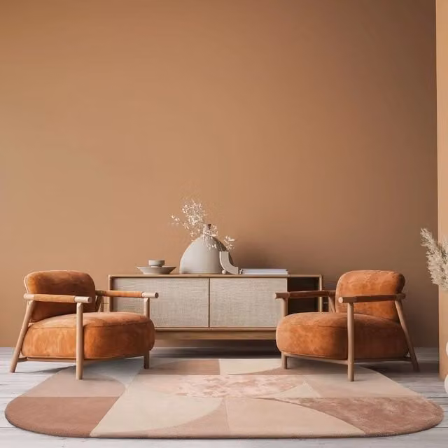 The Rug Shop UK Orange Geometric Abstract Handmade Wool and Viscose Rug, W: 160 cm, L: 230 cm