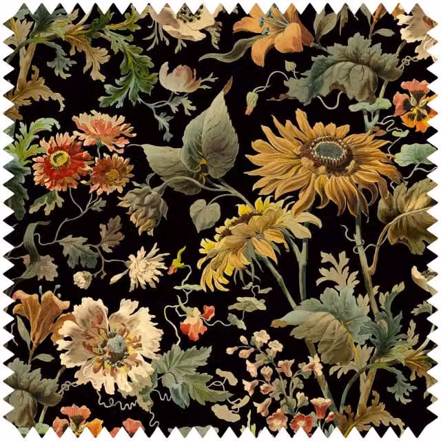 House of Hackney Avalon Black Floral Velvet Product