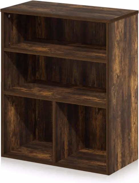 WALPLUS Modern Adjustable Shelf Bookcase in Brown Amber Pine, W: 60 cm, H: 71.37 cm
