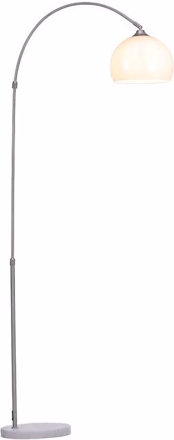 Living Star Modern White and Chrome Arc Floor Lamp with Marble Base, Height: 130 cm