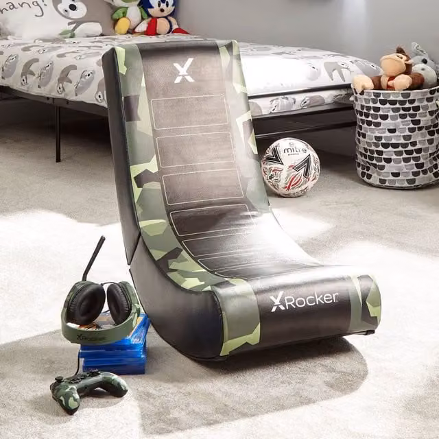 X Rocker Green Floor Rocking Gaming Chair for Children