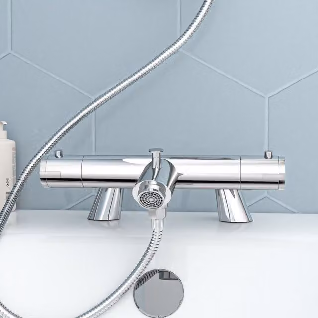 Nes Home Chrome Exposed Bath Shower Mixer Tap Set in Silver