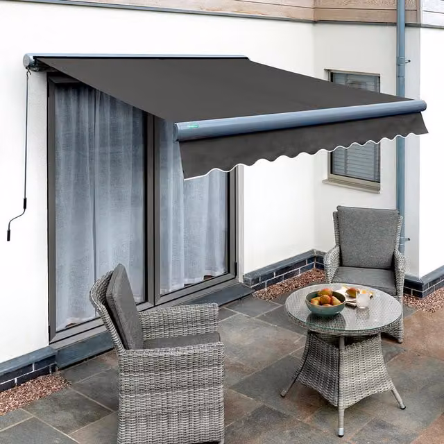 Primrose Manual Full Cassette Aluminium Awning in Anthracite Grey, Width: 300 cm