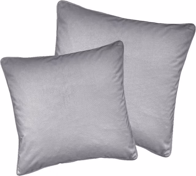 Enhanced Living Pair of Grey Soft Velvet Square Cushion Covers, W/D/H: 55 x 55 x 55 cm