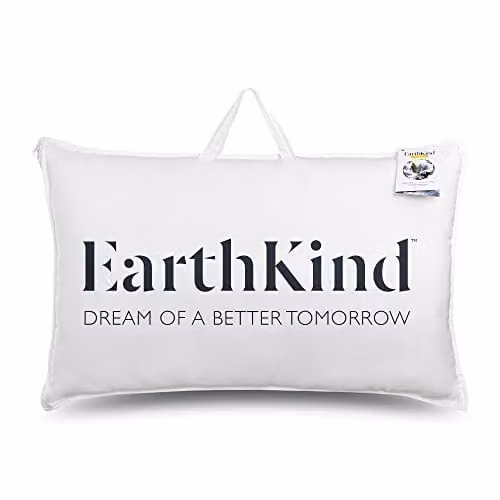 EarthKind 2 Pack White Feather and Down Pillows with Cotton Cover, Medium Support, W: 48 cm x L: 74 cm