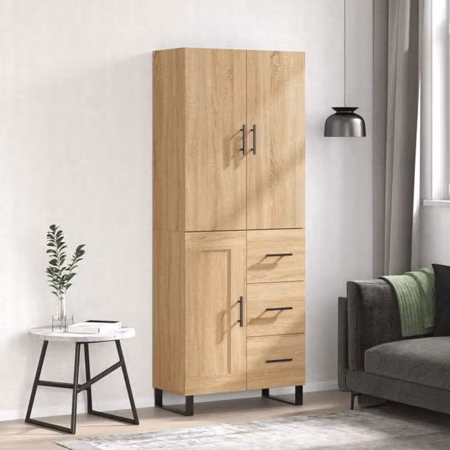 Berkfield Home Sonoma Oak Highboard in Brown, W: 69.5 cm, D: 34 cm, H: 180 cm