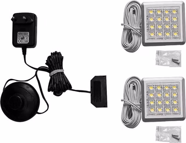 Furniture To Go White LED Recessed Down Light Set for Cabinets with Foot Switch