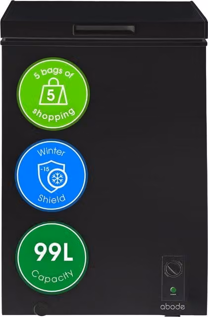 Abode 99L Freestanding Chest Freezer in Black