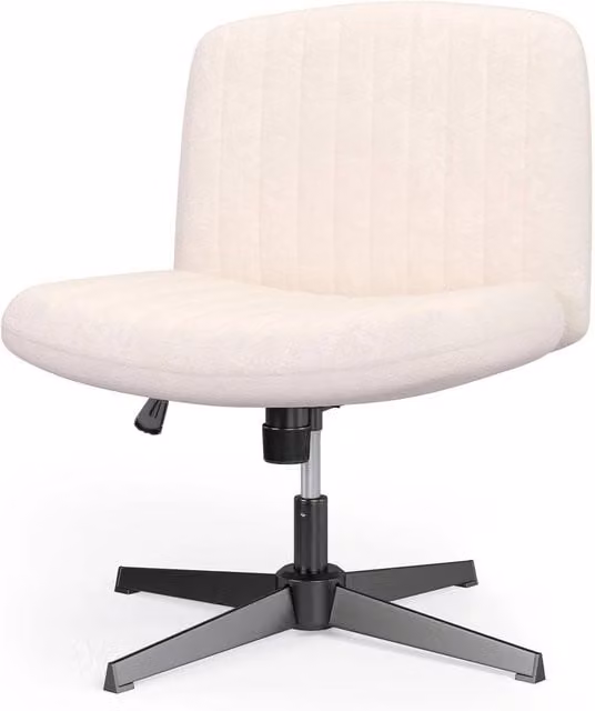 Gartistgo Ergonomic Cross-Legged Swivel Office Chair in Beige Fabric