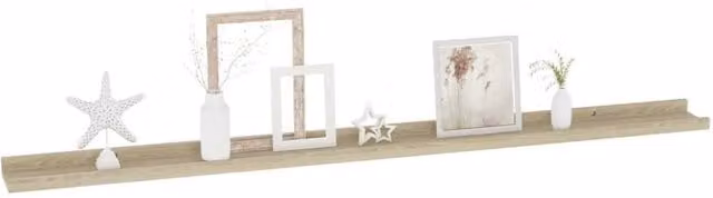 Berkfield Home Decorative Wall Shelves, 4 Piece Set, Sonoma Oak, Light Brown, W: 115 cm, D: 9 cm, H: 3 cm