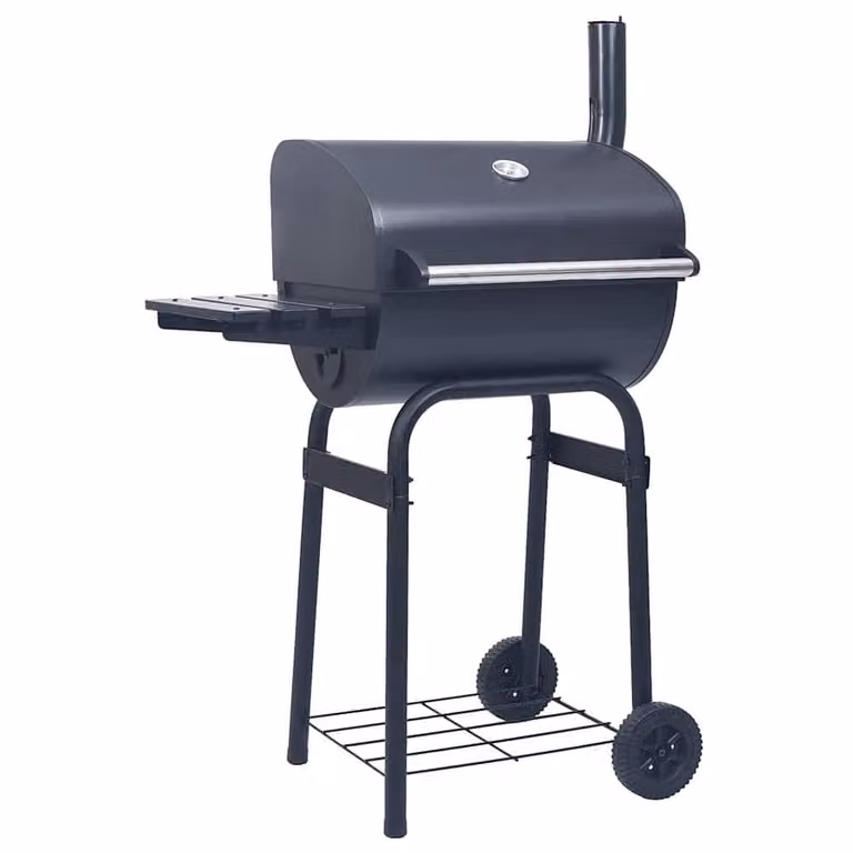 Berkfield Home Charcoal BBQ Grill Smoker with Offset Design and Bottom Shelf, Black, W/D/H: 120 x 75 x 48 cm