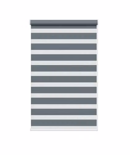 New Edge Blinds Grey Zebra Day and Night Roller Blind W: 115 cm, H: 165 cm