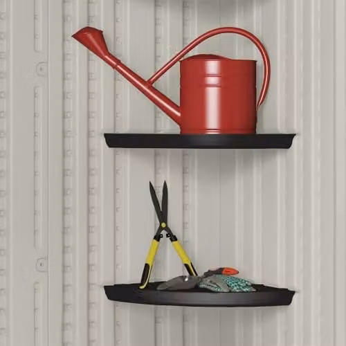 Rowlinson Suncast Corner Shelving Set for Tremont Shed, Black, Pack of 2, W/D/H: 40 x 38 x 38 cm
