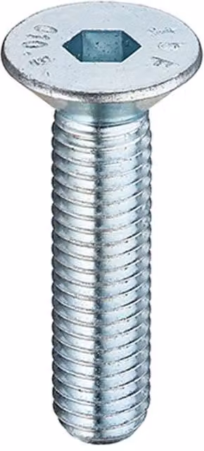 Unifix Grade 10.9 Galvanised Steel Hex Socket Countersunk Head Screws, Silver, Pack of 25