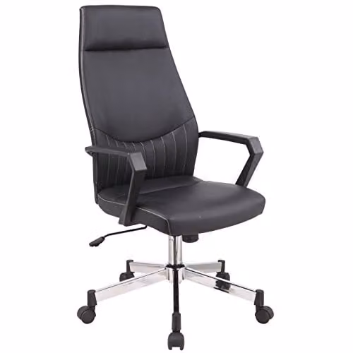 Alphason Brooklyn Black Faux Leather High Back Executive Chair, D/W/H: 56 x 60 x 122 cm