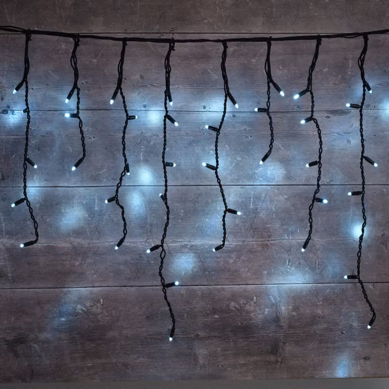 Plus Connect Warm White LED Icicle Lights, 34m, 1700 Bulbs, Black Cable