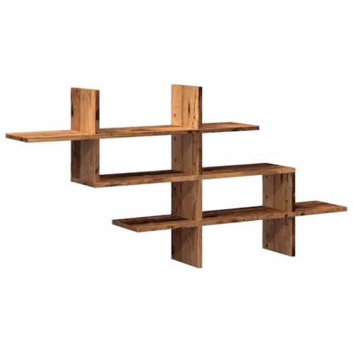 vidaXL Wall Shelf in Old Wood Brown, Engineered Wood, W/D/H: 124.5 x 18 x 60.5 cm
